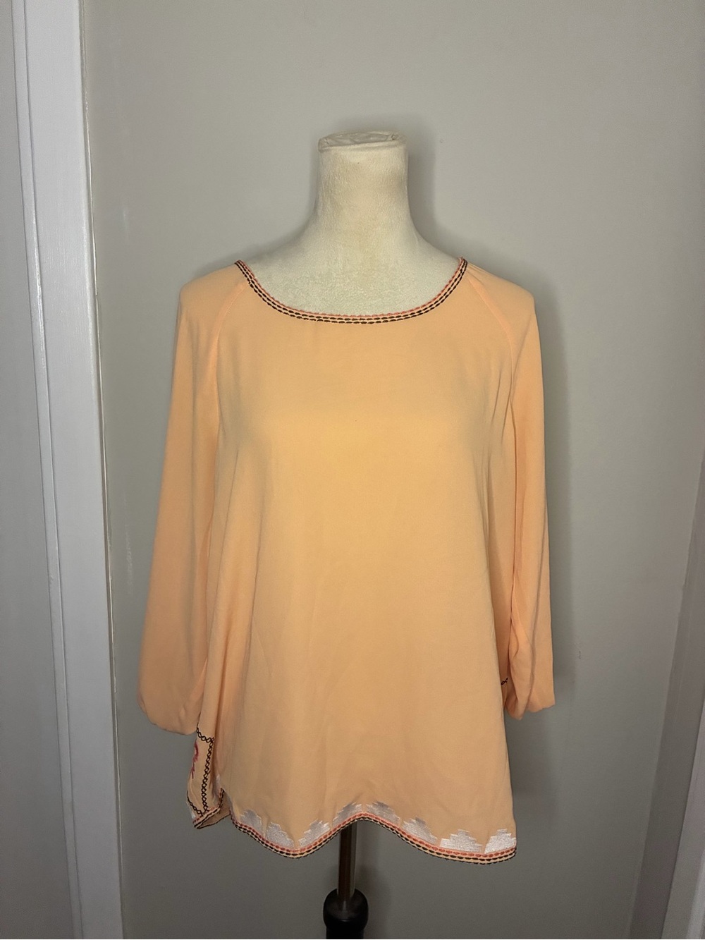 Ariat Peach Embroidered Southwest Western Blouse